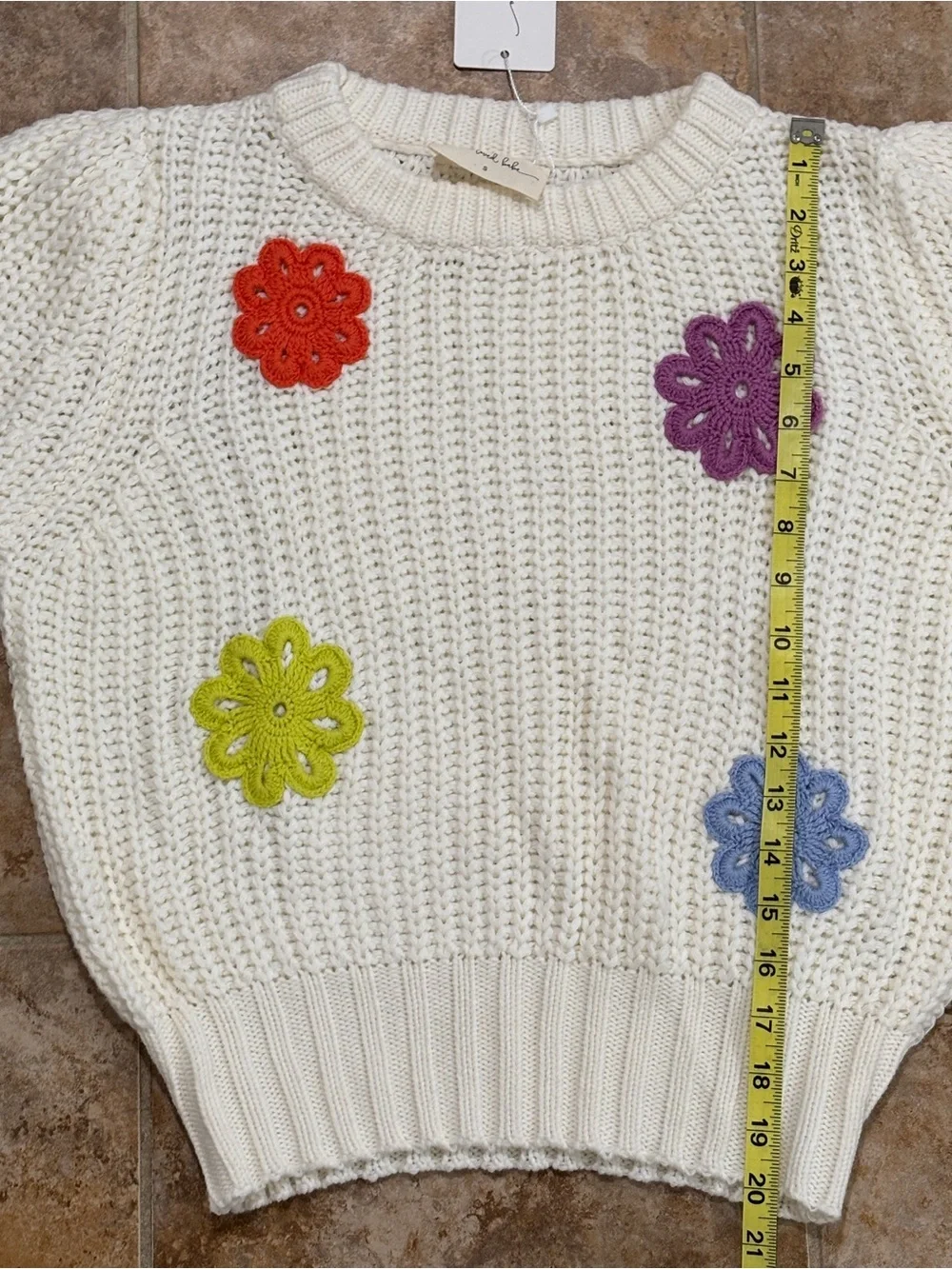 One Loved Babe Cream Flower Knit Sweater NWT